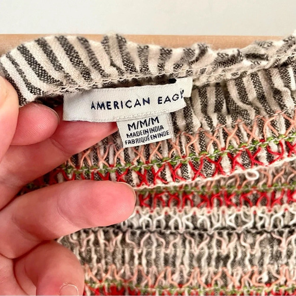 American Eagle Sleeveless Linen/Cotton Blend Embroidered Romper - Picture 5 of 6